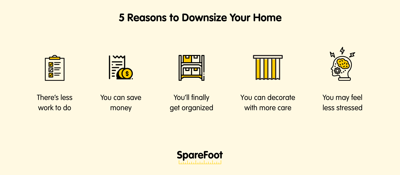 Graphics listing 5 reasons to consider downsizing your home