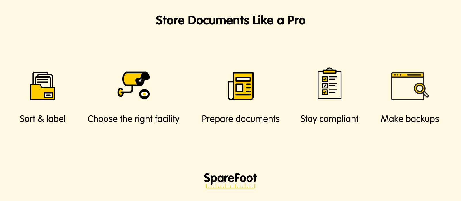 graphics with 5 tips on storing documents effectively