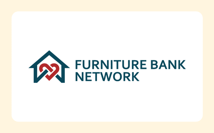 Furniture Bank Network logo, featuring a blue house with a red heart inside and the text 