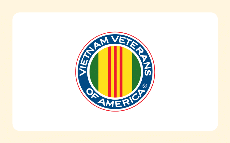 VVA logo, a blue circle with the words 
