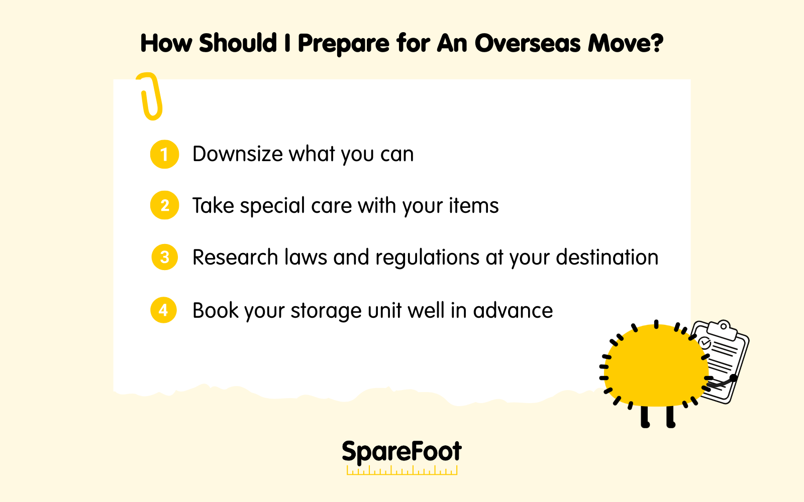 Graphics explaining the 4-step process to prepare for an overseas move