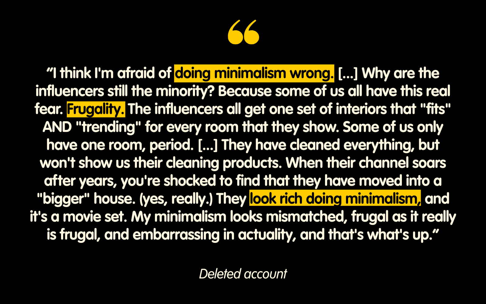 Quote of reddit story about minimalism