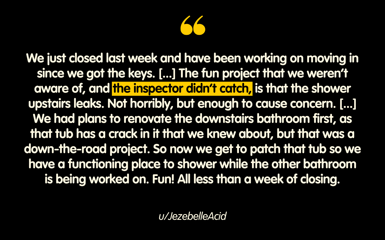 Quote of reddit story about moving to a new house
