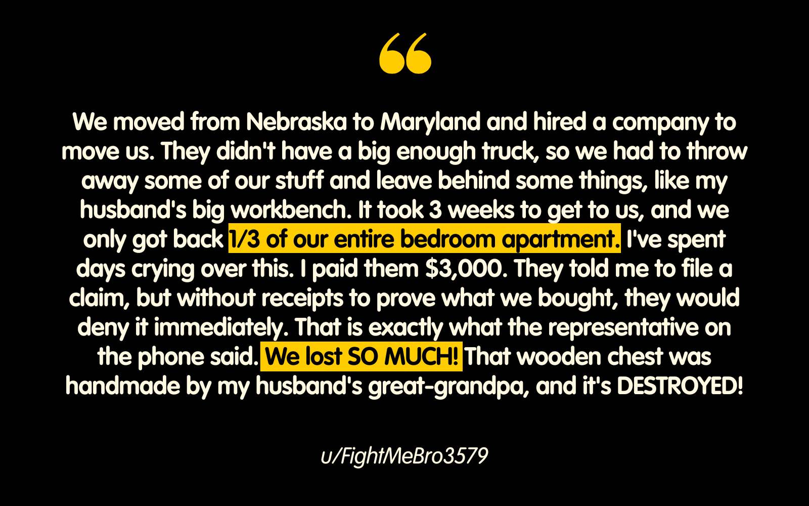 Quote of reddit story about a moving service
