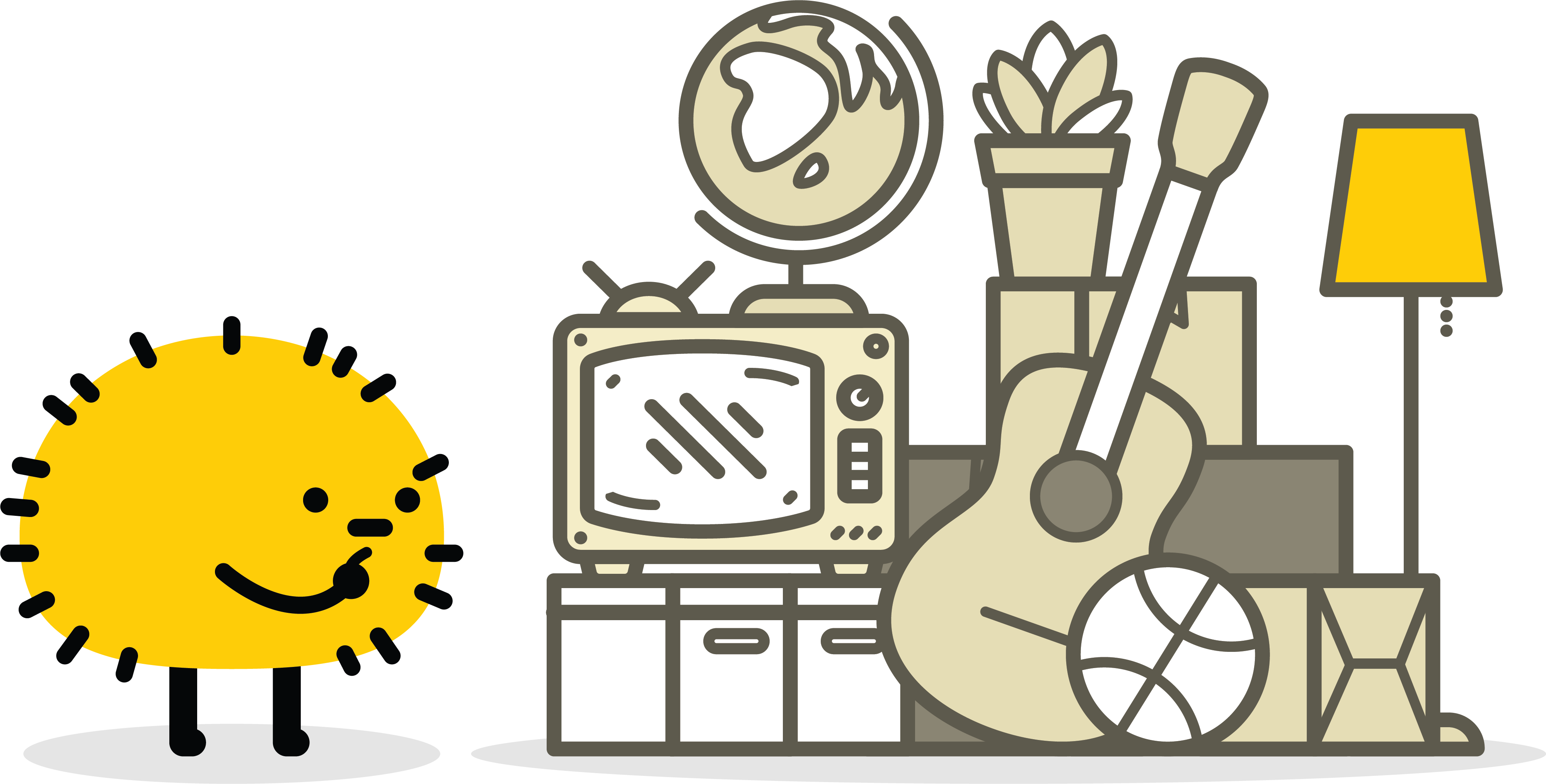 SpareFoot Mascot with items