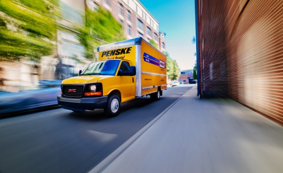 Penske rental truck street scene