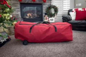 Red EZ Roller Christmas Tree Storage Bag with Wheels for Trees Up to 9 ft. Tall